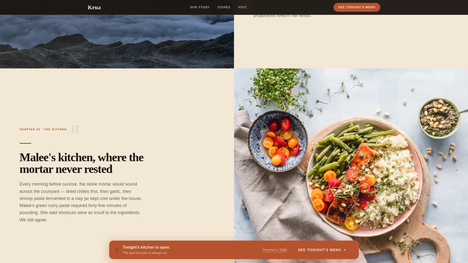 Krua — Authentic Thai Dining Landing Page Template