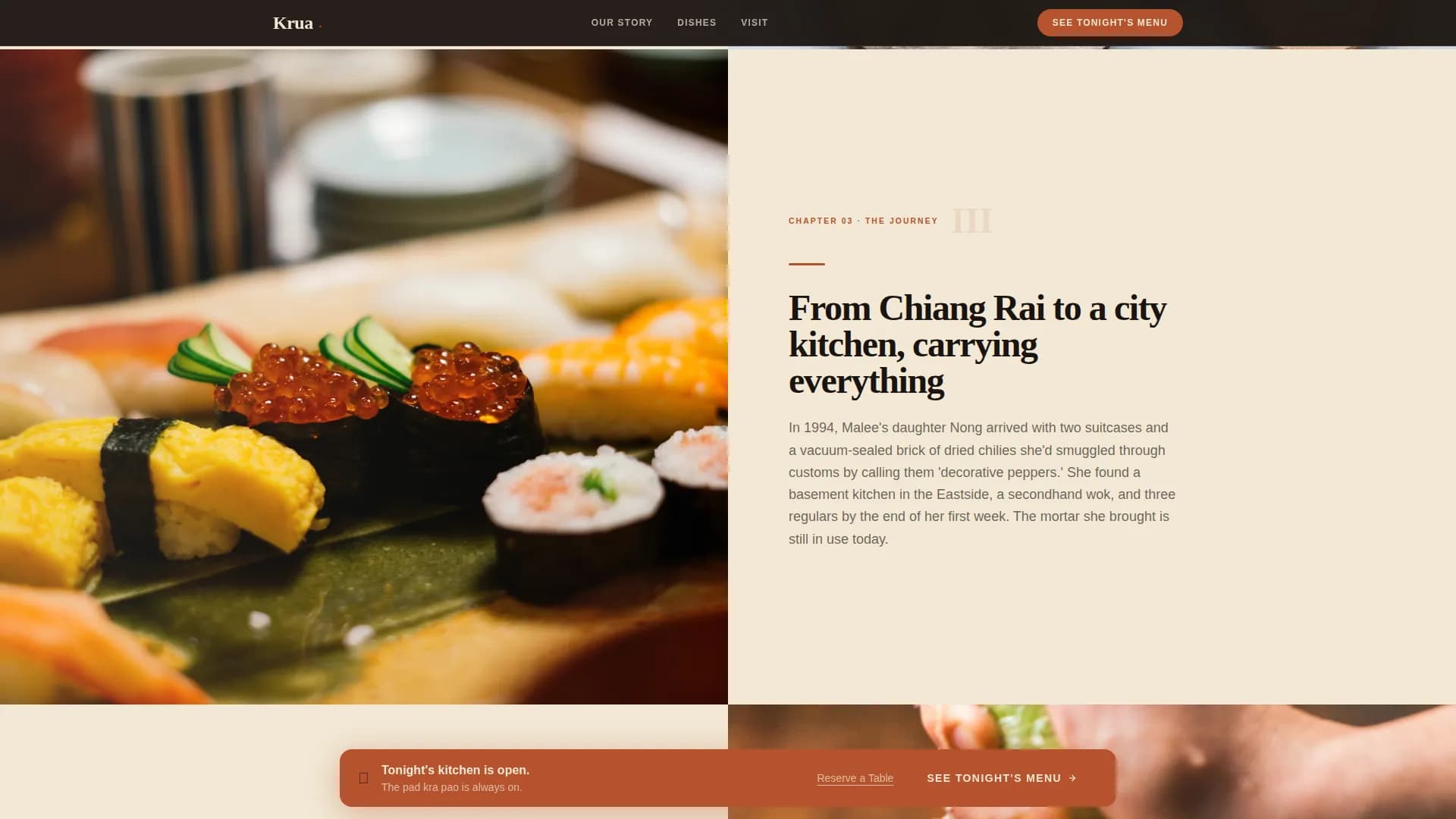 Krua — Authentic Thai Dining Landing Page Template