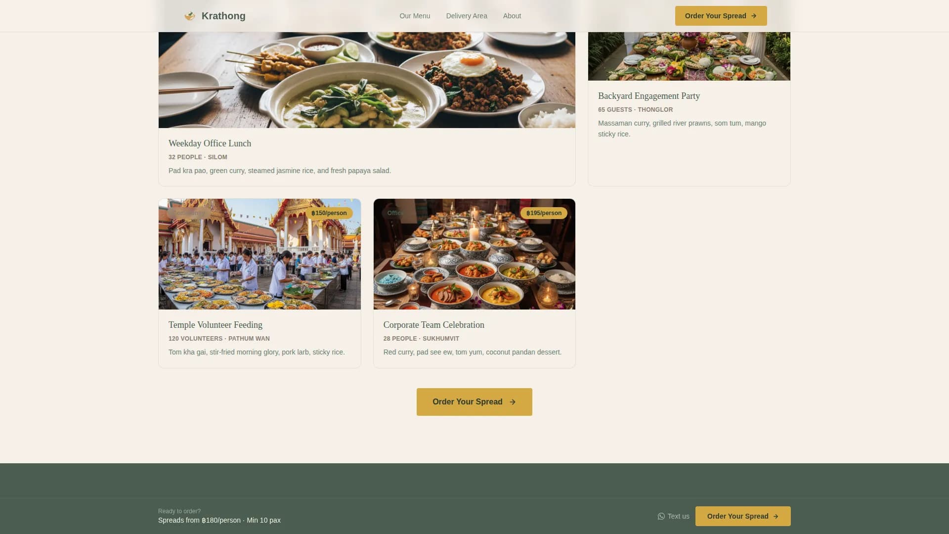 Krathong — Authentic Thai Catering Landing Page Template