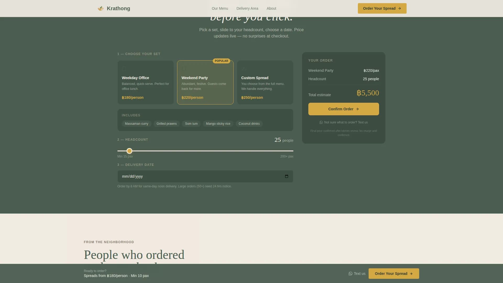 Krathong — Authentic Thai Catering Landing Page Template