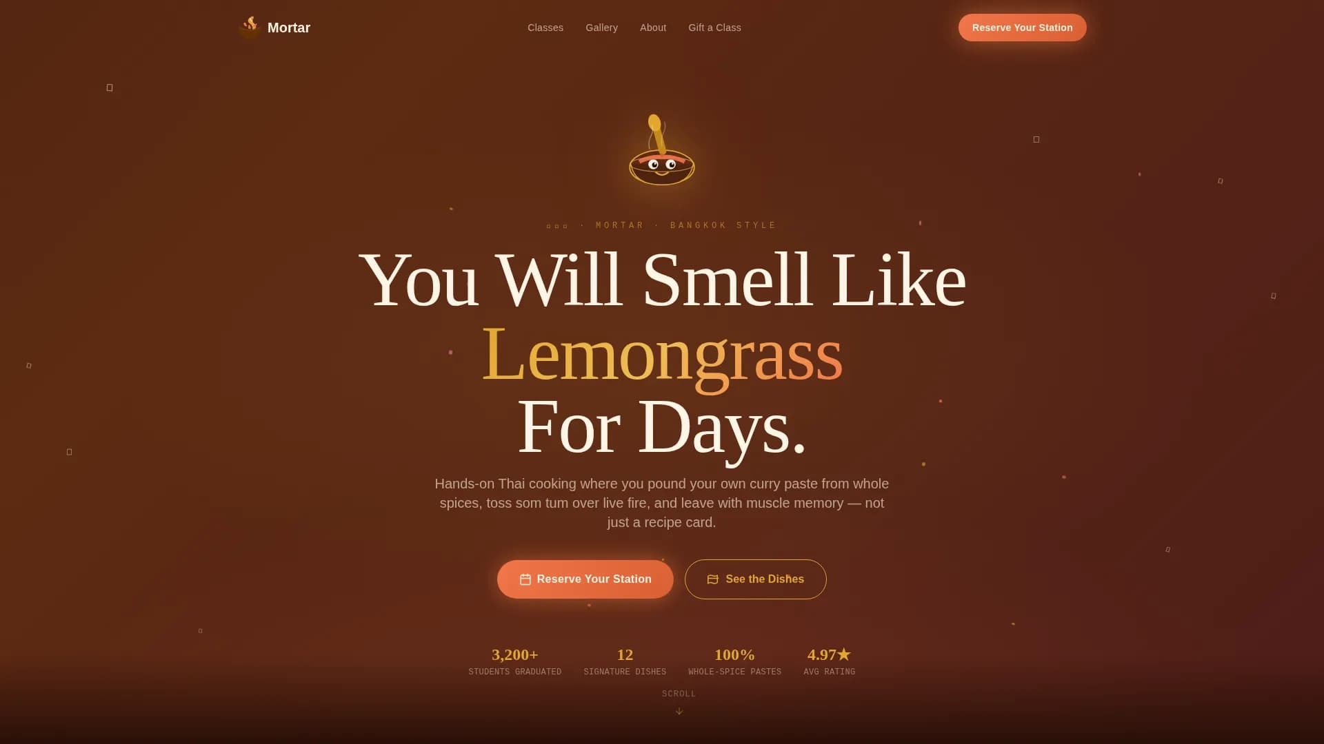 Mortar — Hands-On Thai Cooking Class Landing Page Template