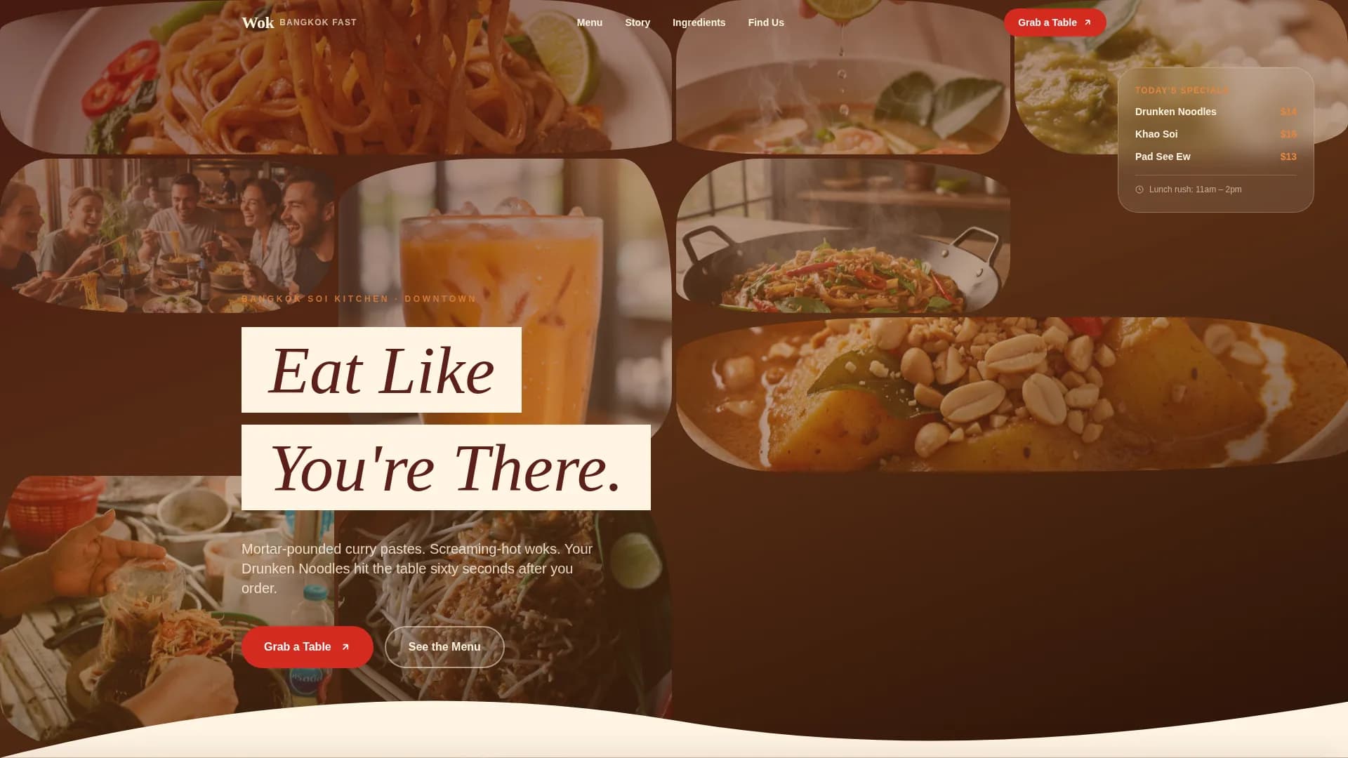 Wok — Sizzling Thai Restaurant Landing Page Template
