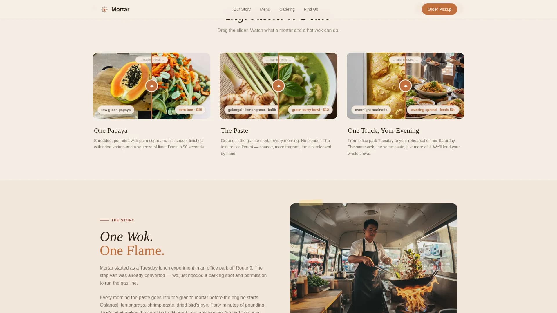 Mortar — Artisan Thai Truck Landing Page Template