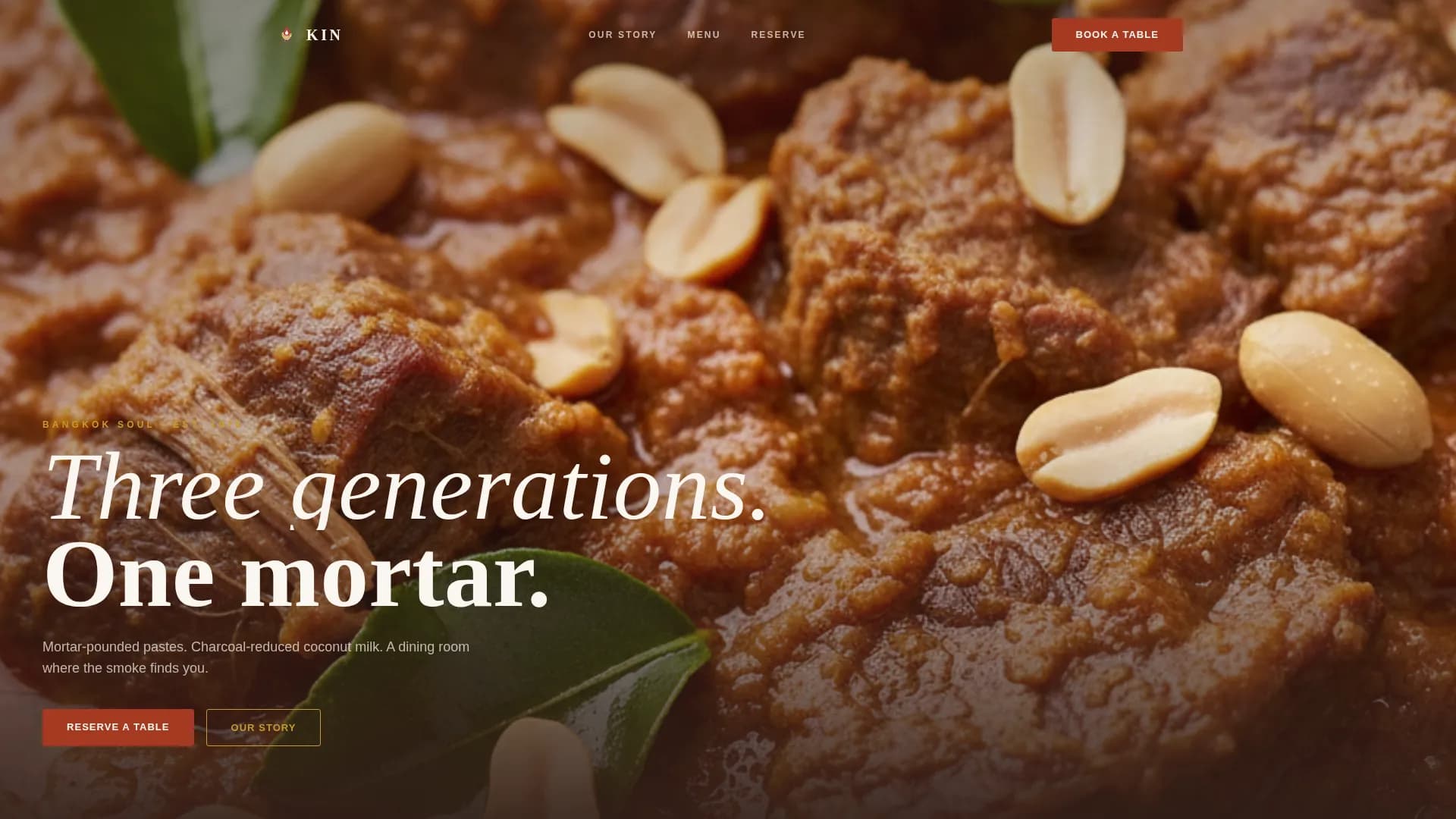 Kin - Immersive Thai Restaurant Landing Page Template