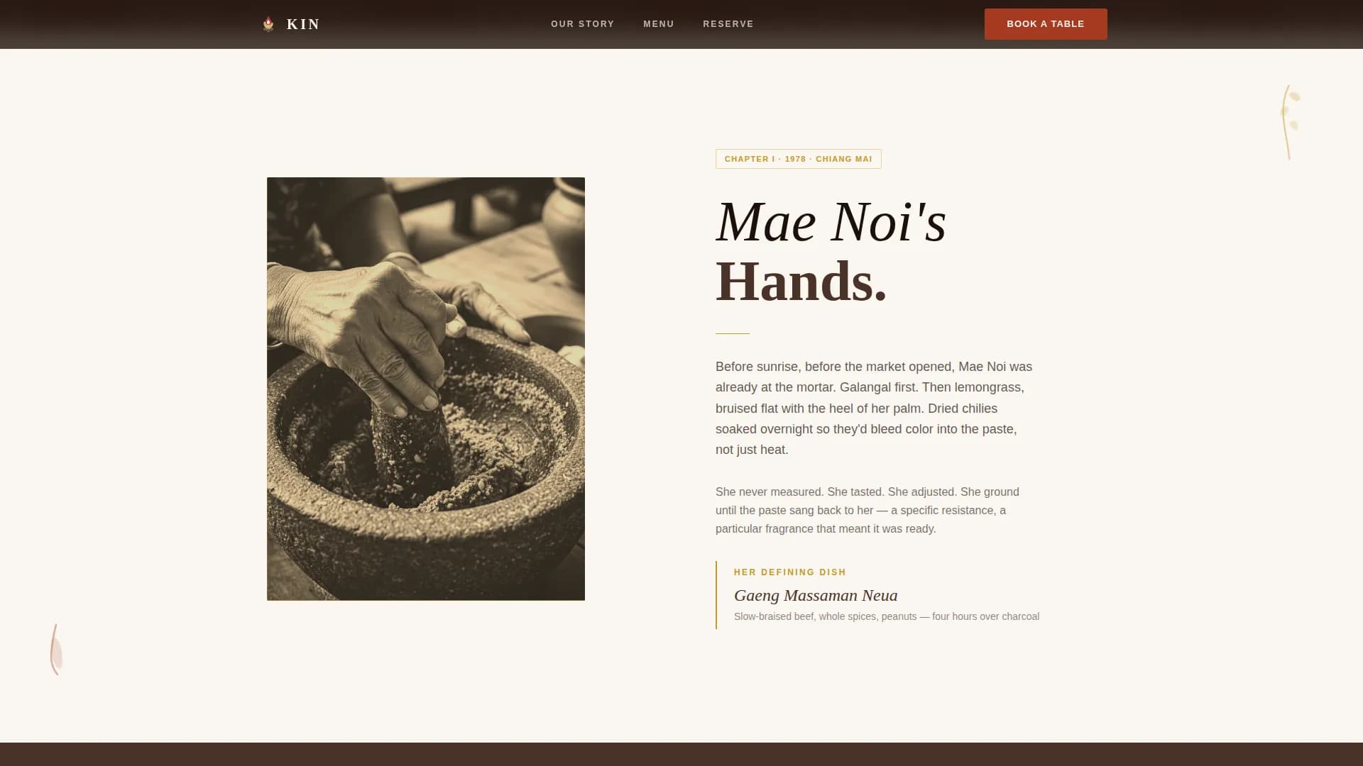 Kin - Immersive Thai Restaurant Landing Page Template