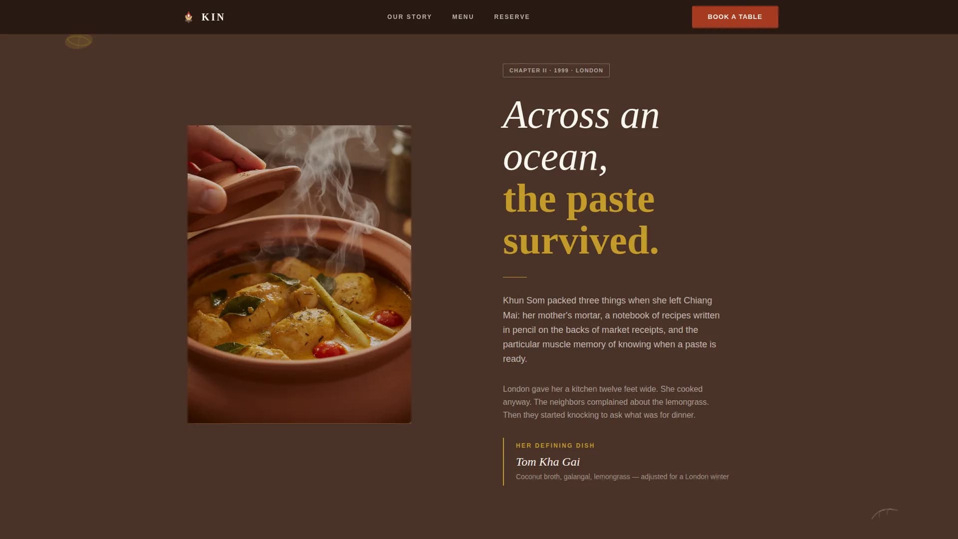 Kin - Immersive Thai Restaurant Landing Page Template