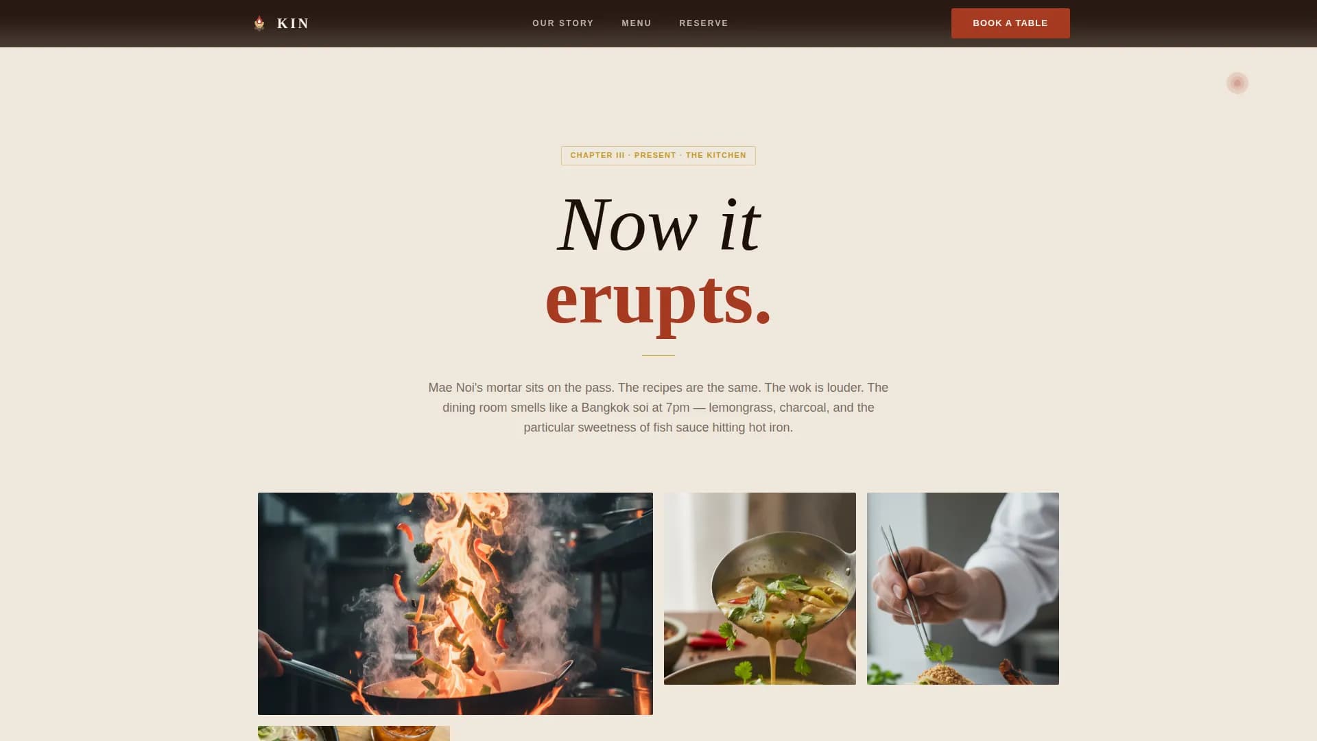 Kin - Immersive Thai Restaurant Landing Page Template