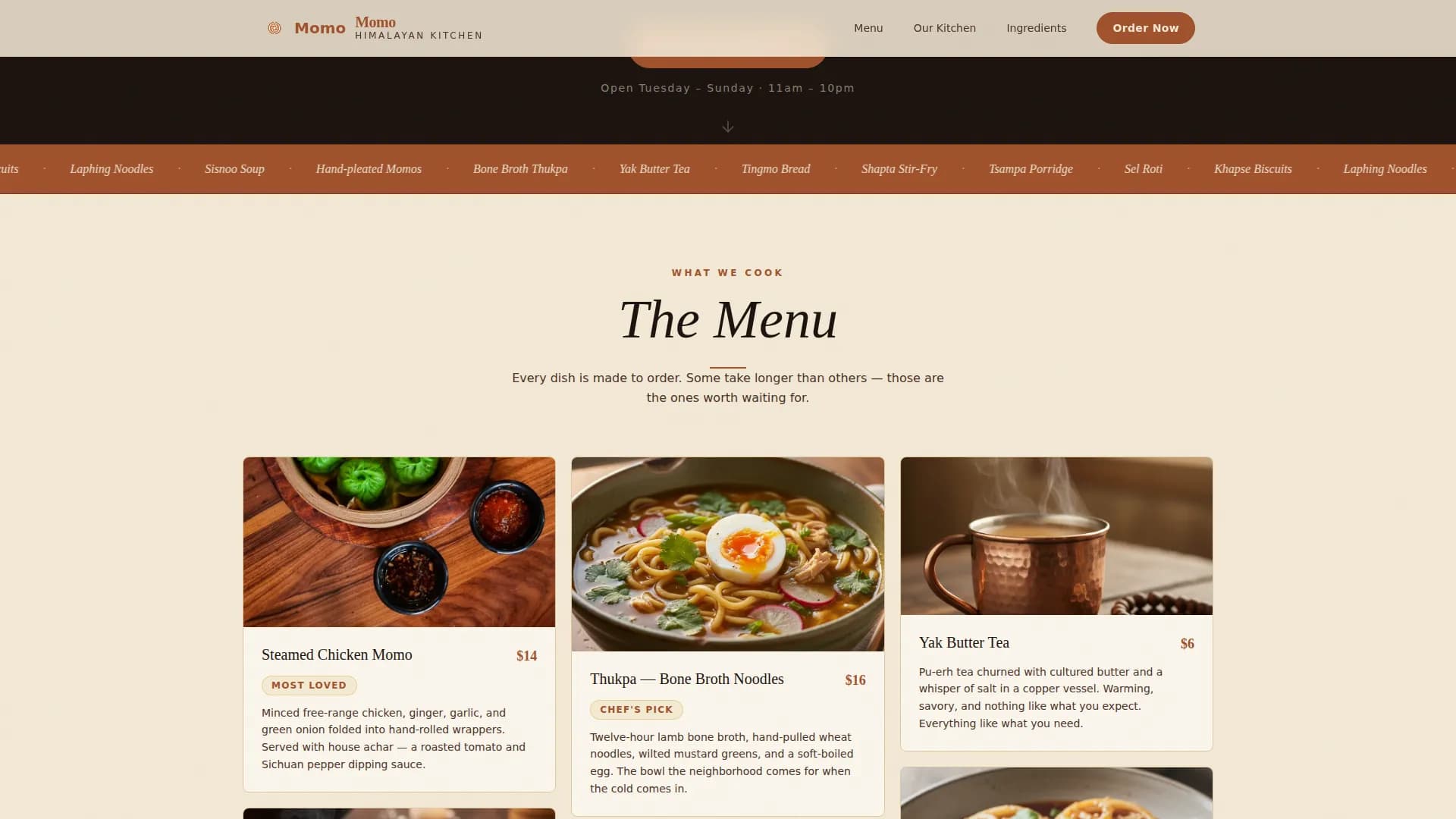 Tibetan Cuisine Professional Website Template