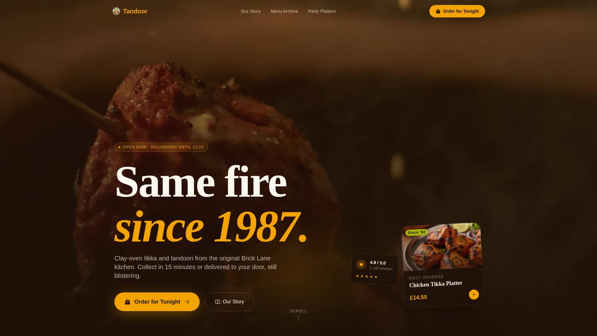 Tandoor — Sizzling Tikka Takeaway Landing Page Template