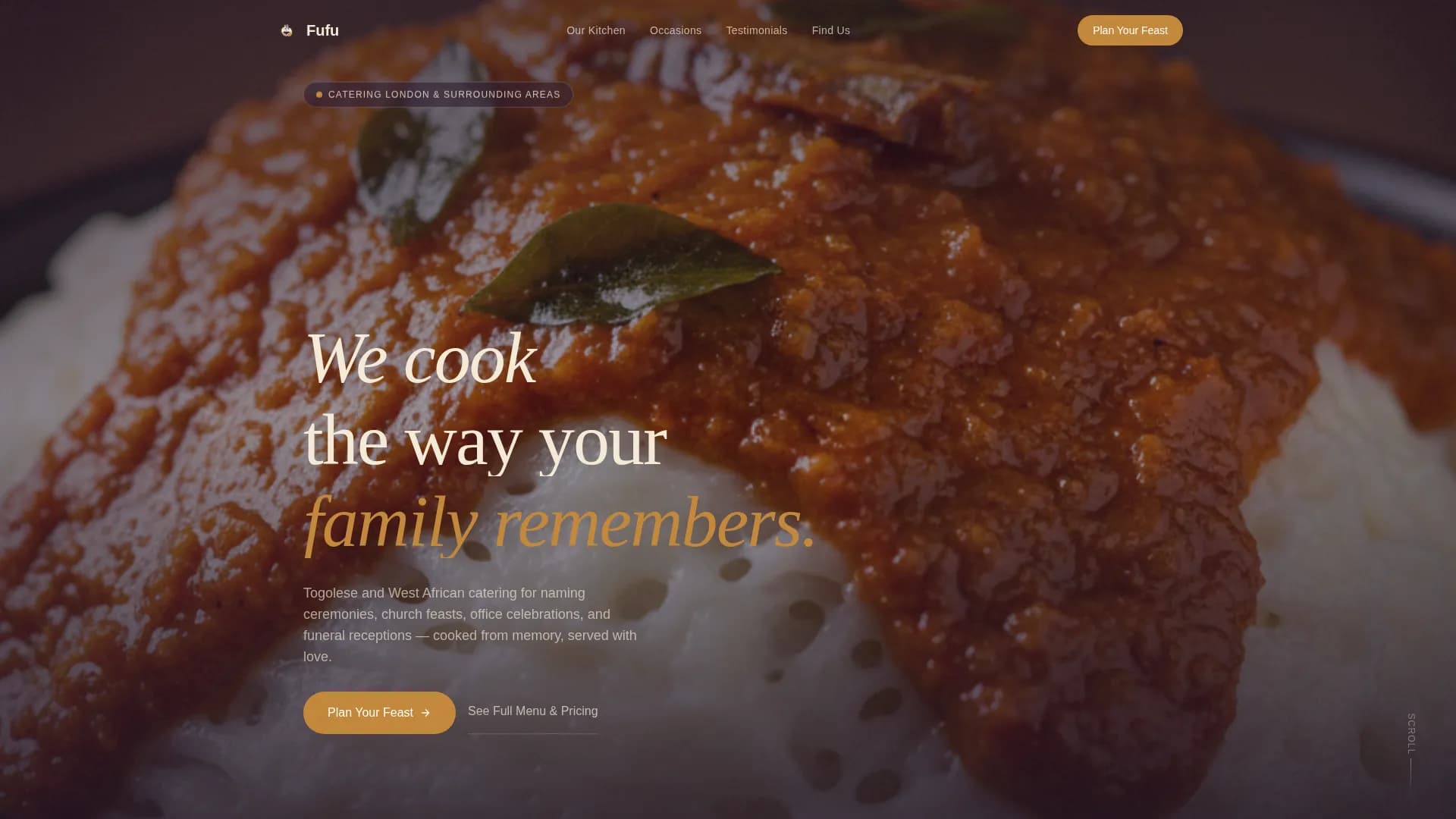 Fufu - Authentic Togolese Catering Landing Page Template