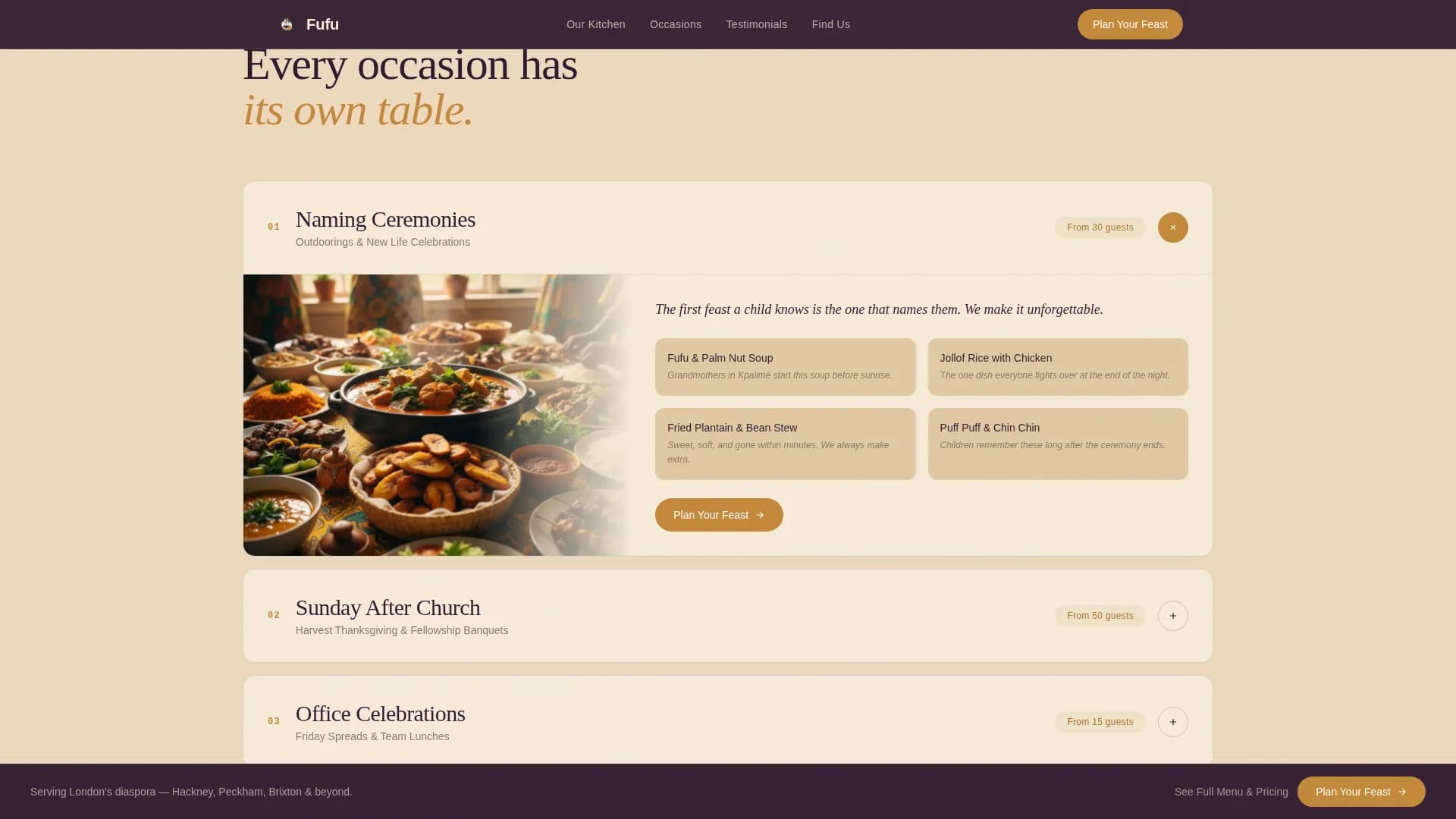 Fufu - Authentic Togolese Catering Landing Page Template