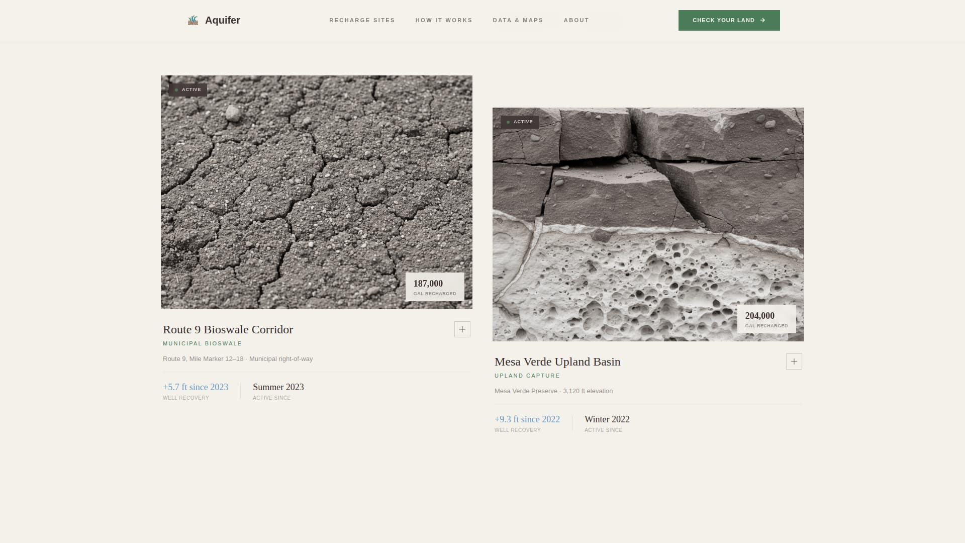 Aquifer - Trusted Recharge Landing Page Template Template | Build Fully ...