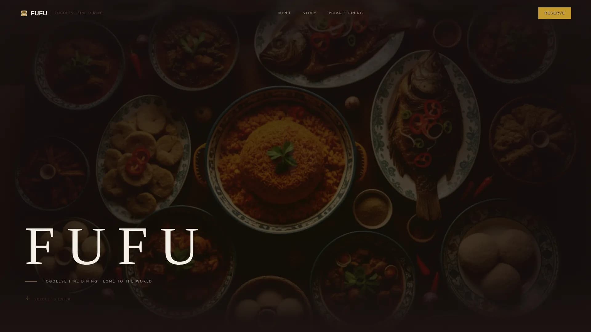 Fufu — Luxe Togolese Dining Landing Page Template