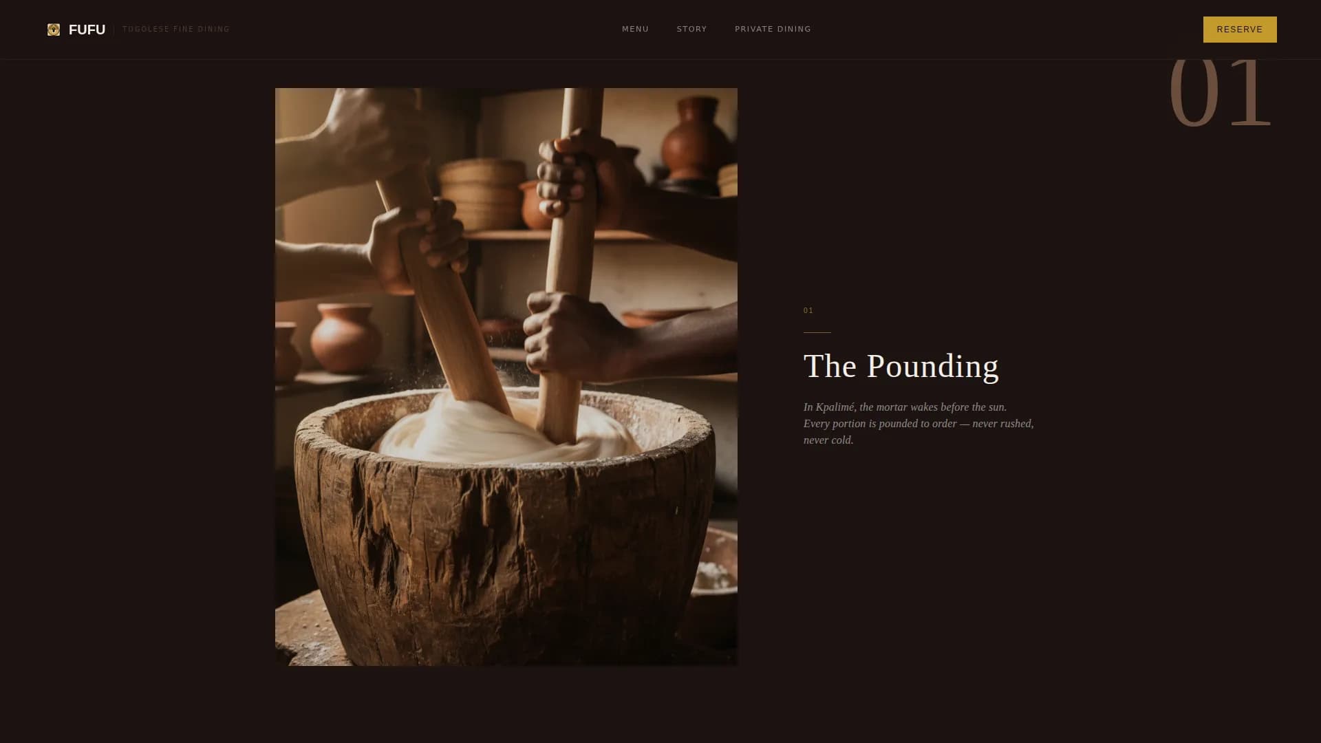 Fufu — Luxe Togolese Dining Landing Page Template