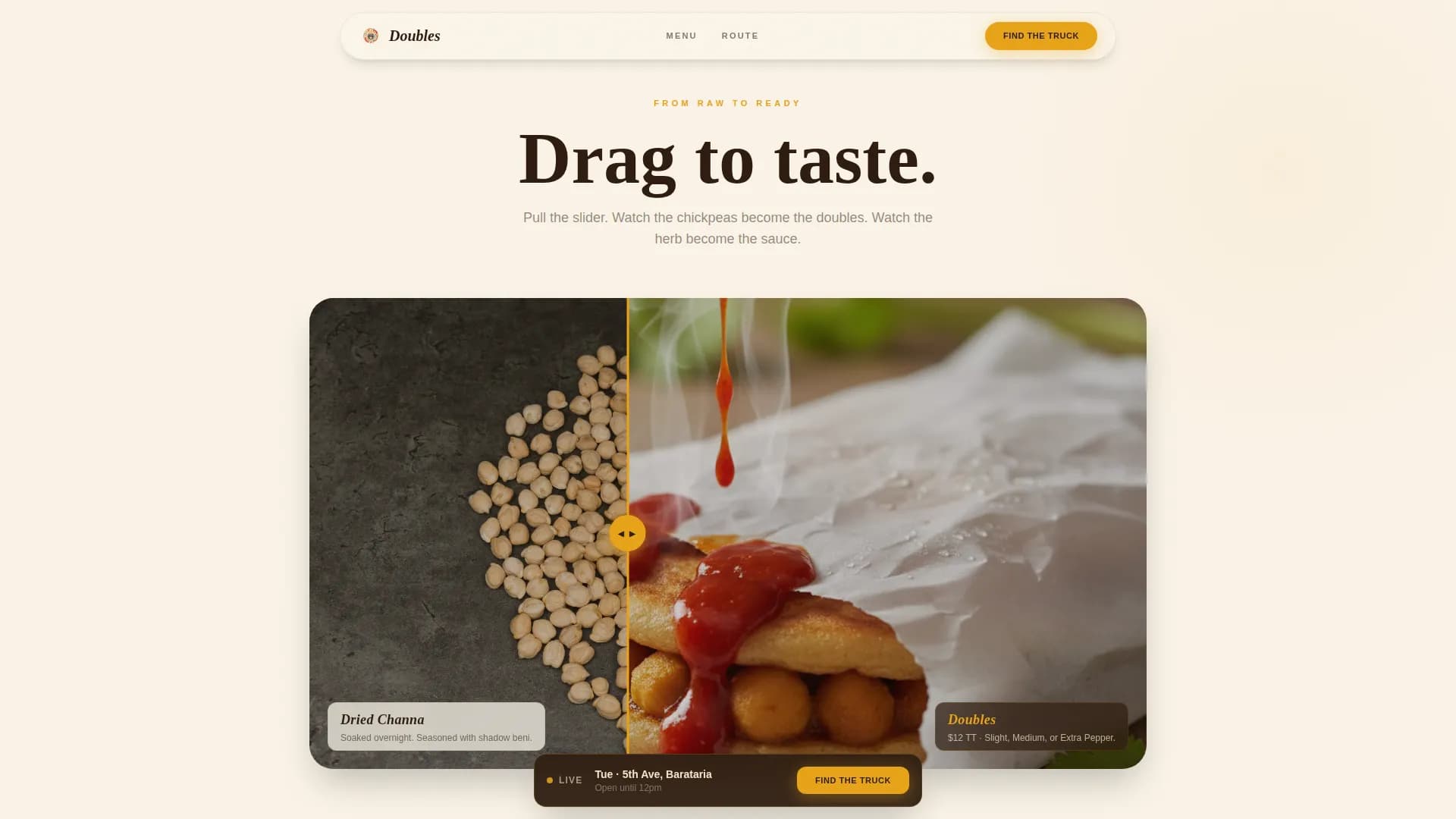 Doubles — Immersive Trinidadian Food Truck Landing Page Template