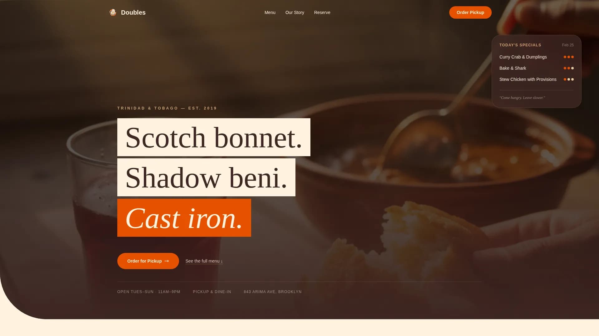 Doubles - Authentic Trinidadian Restaurant Landing Page Template