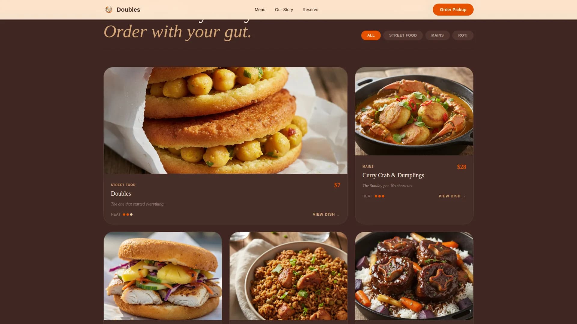 Doubles - Authentic Trinidadian Restaurant Landing Page Template