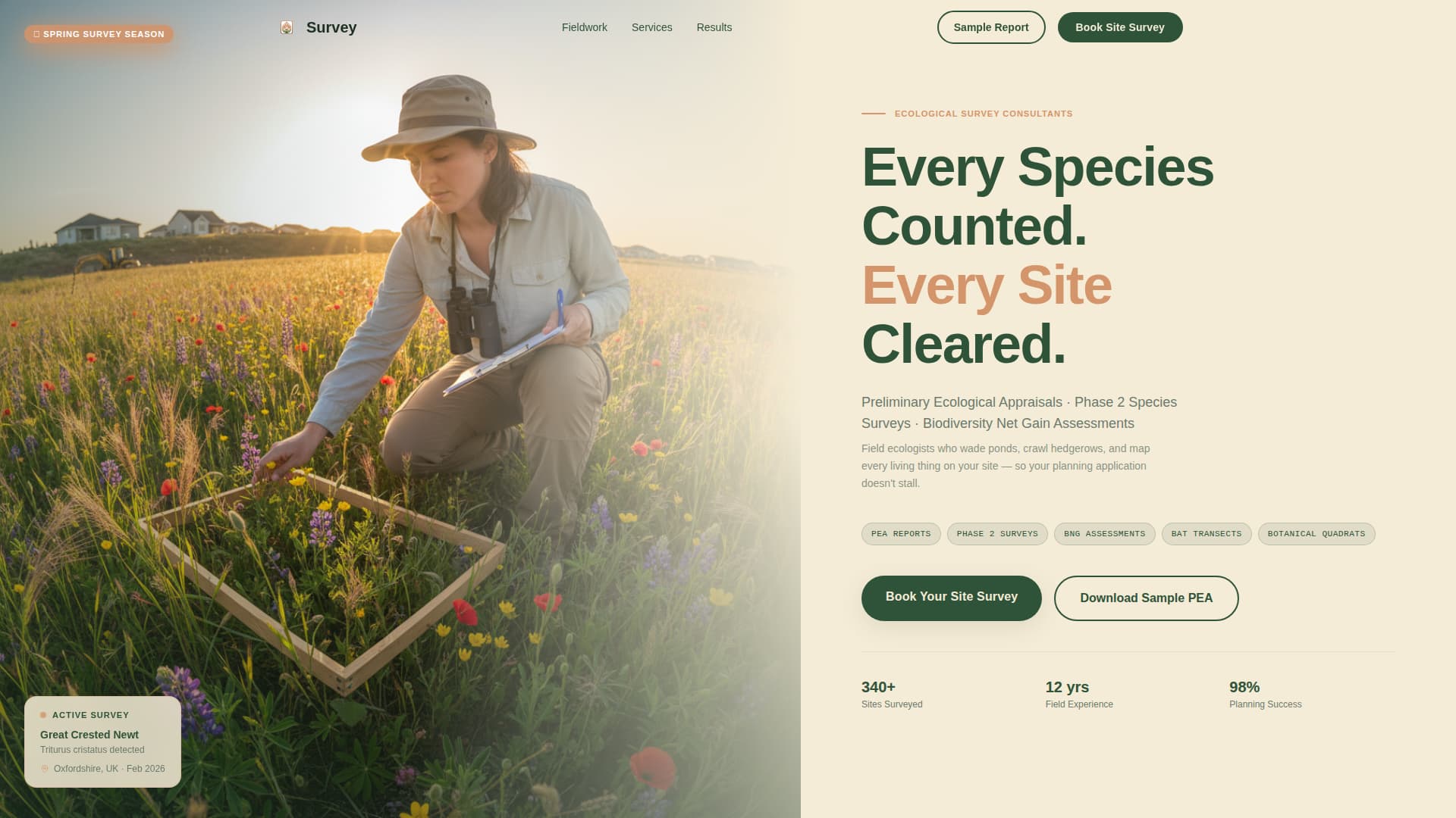 Climate & Environmental Monitoring Booking Website Template