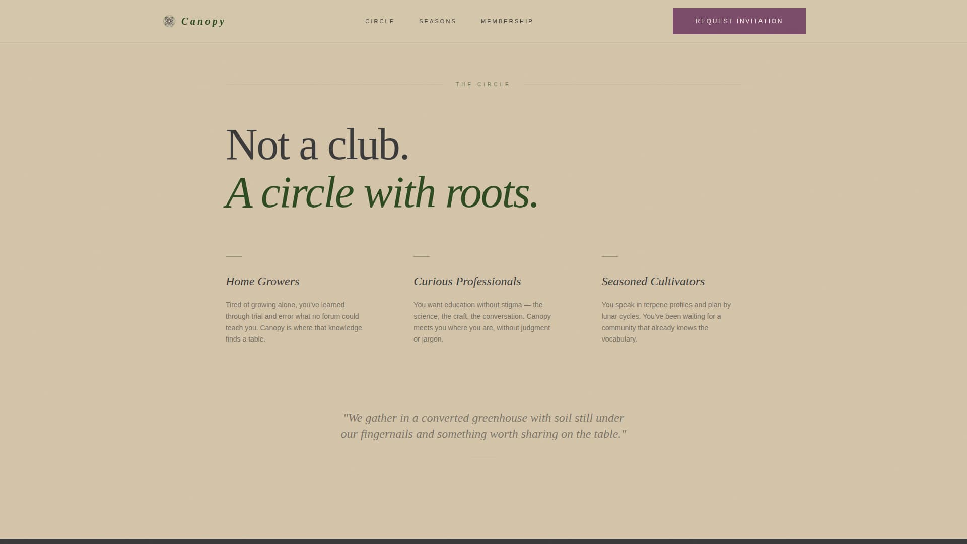 Canopy - Sacred Cultivation Landing Page Template