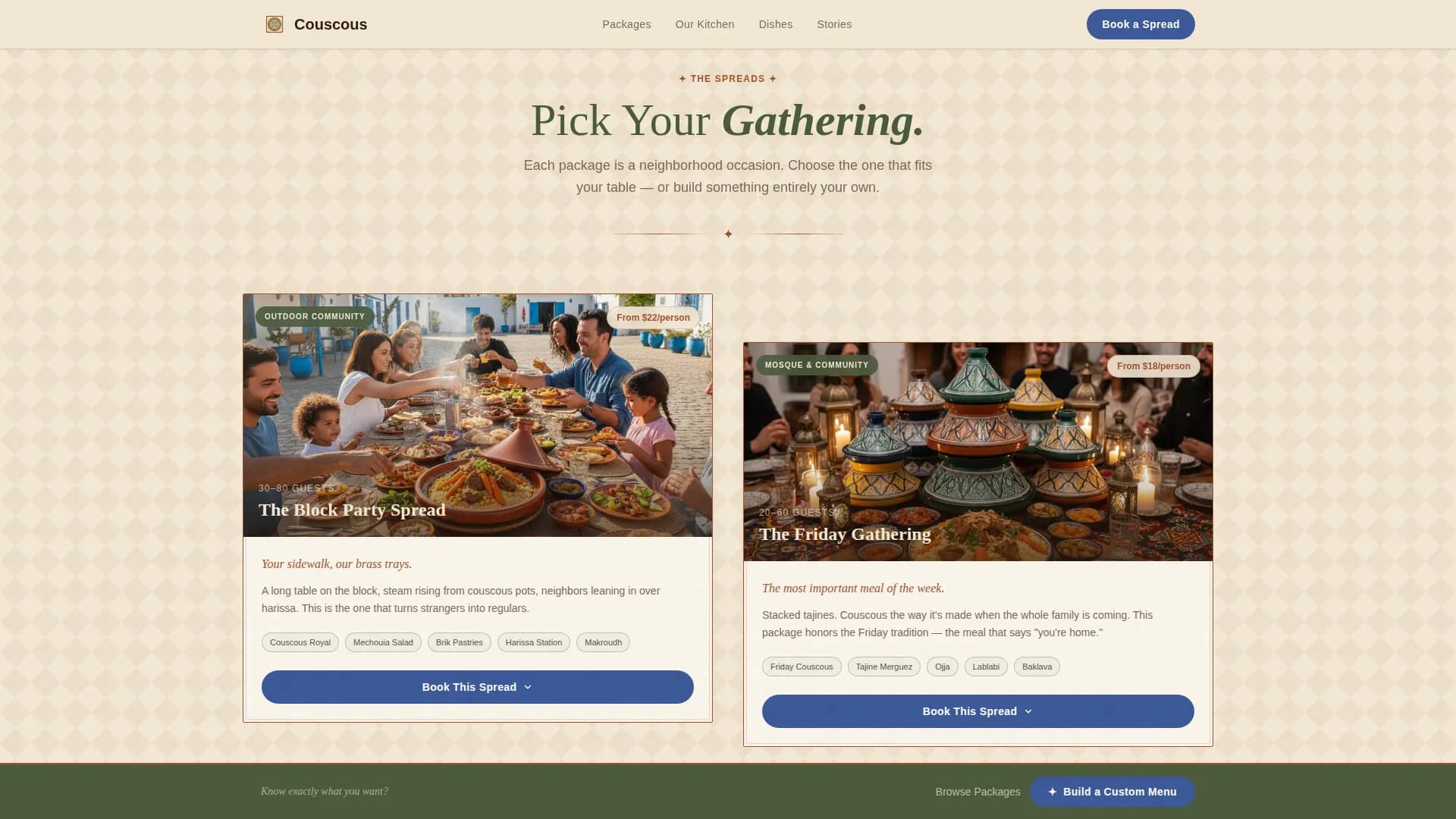 Couscous - Authentic Tunisian Catering Landing Page Template
