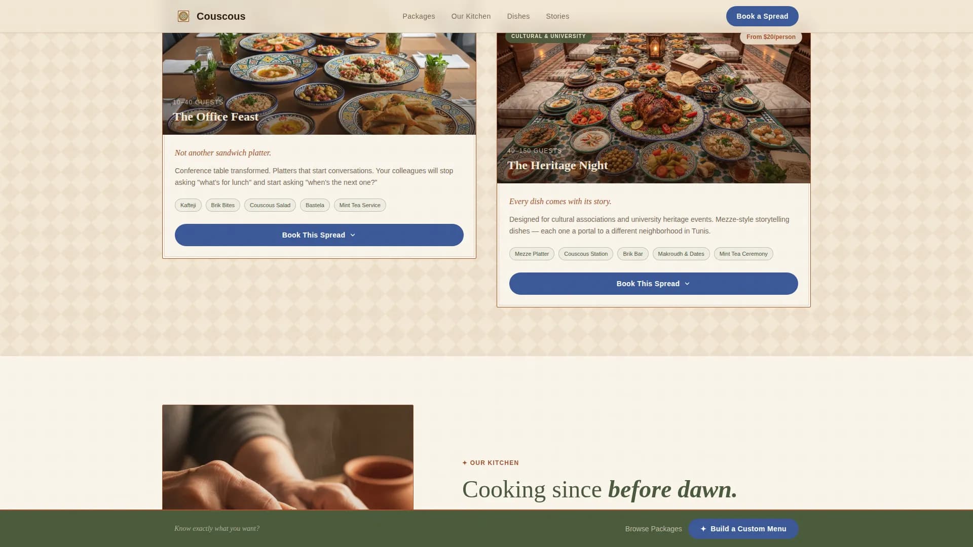 Couscous - Authentic Tunisian Catering Landing Page Template