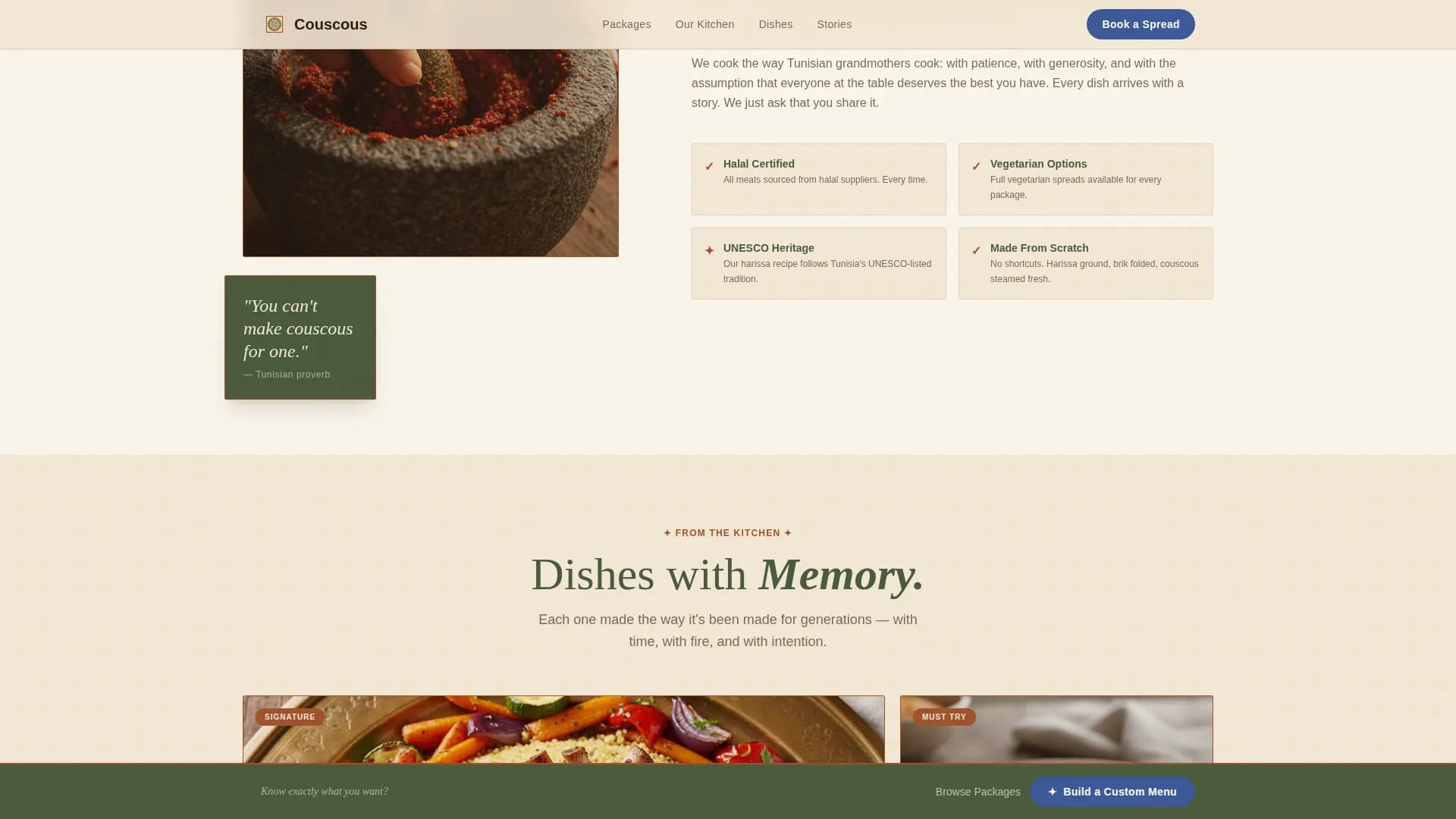 Couscous - Authentic Tunisian Catering Landing Page Template