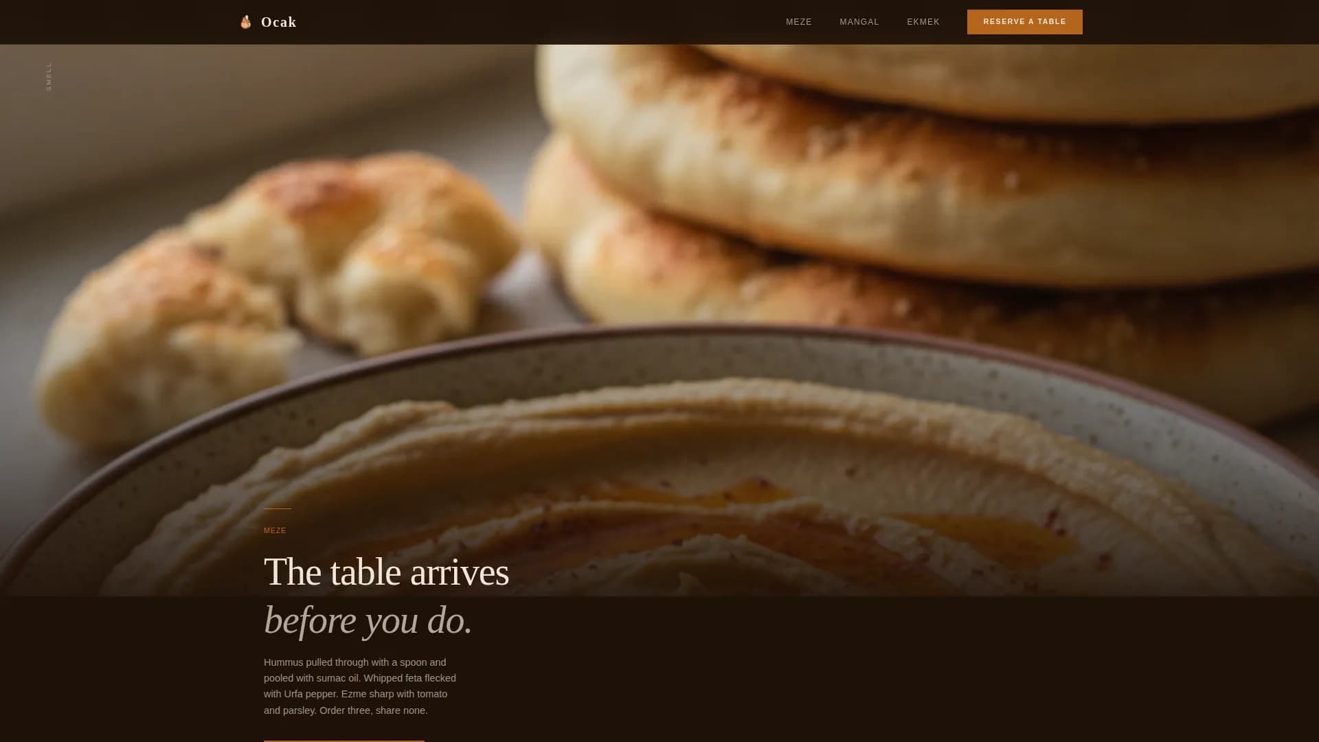 Ocak — Warm Artisan Wood-Fired Turkish Dining Landing Page Template