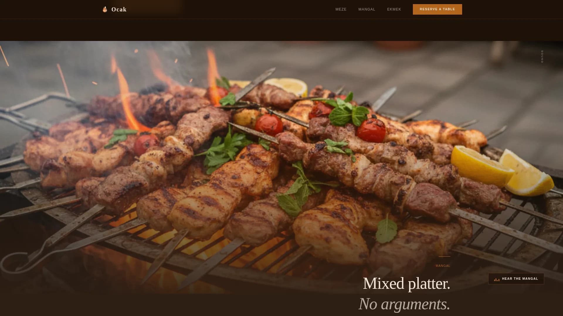 Ocak — Warm Artisan Wood-Fired Turkish Dining Landing Page Template