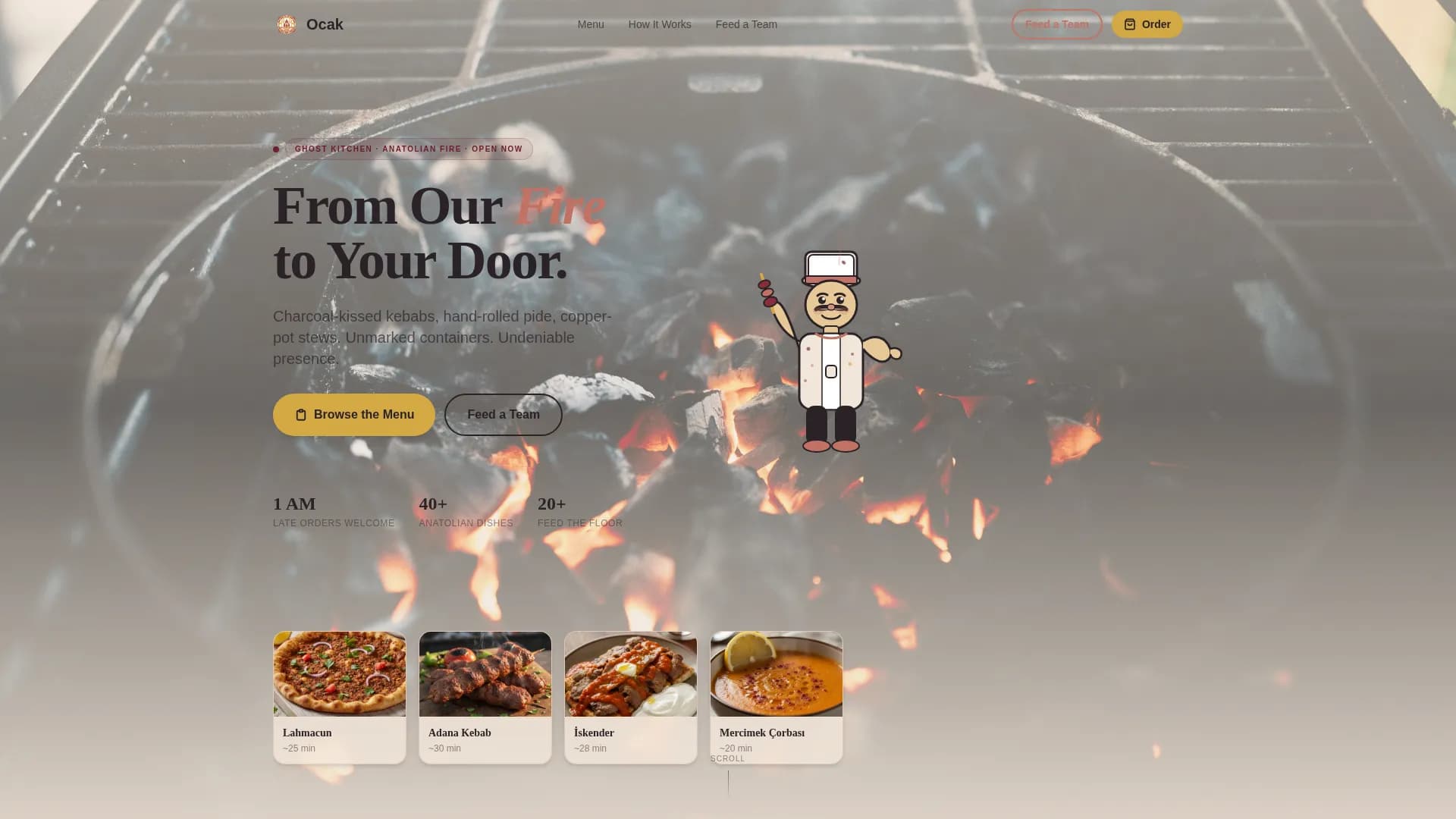 Ocak — Blazing Cloud Kitchen Landing Page Template