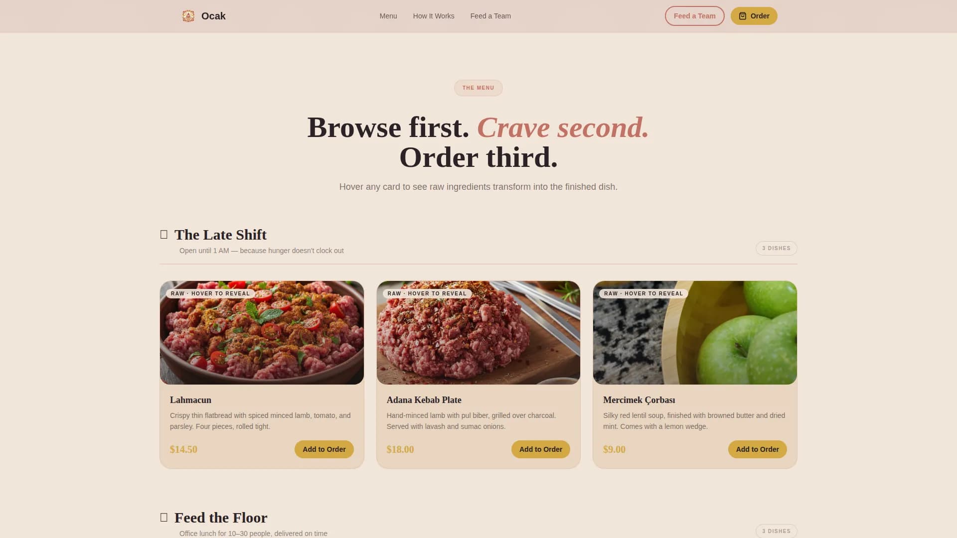 Ocak — Blazing Cloud Kitchen Landing Page Template