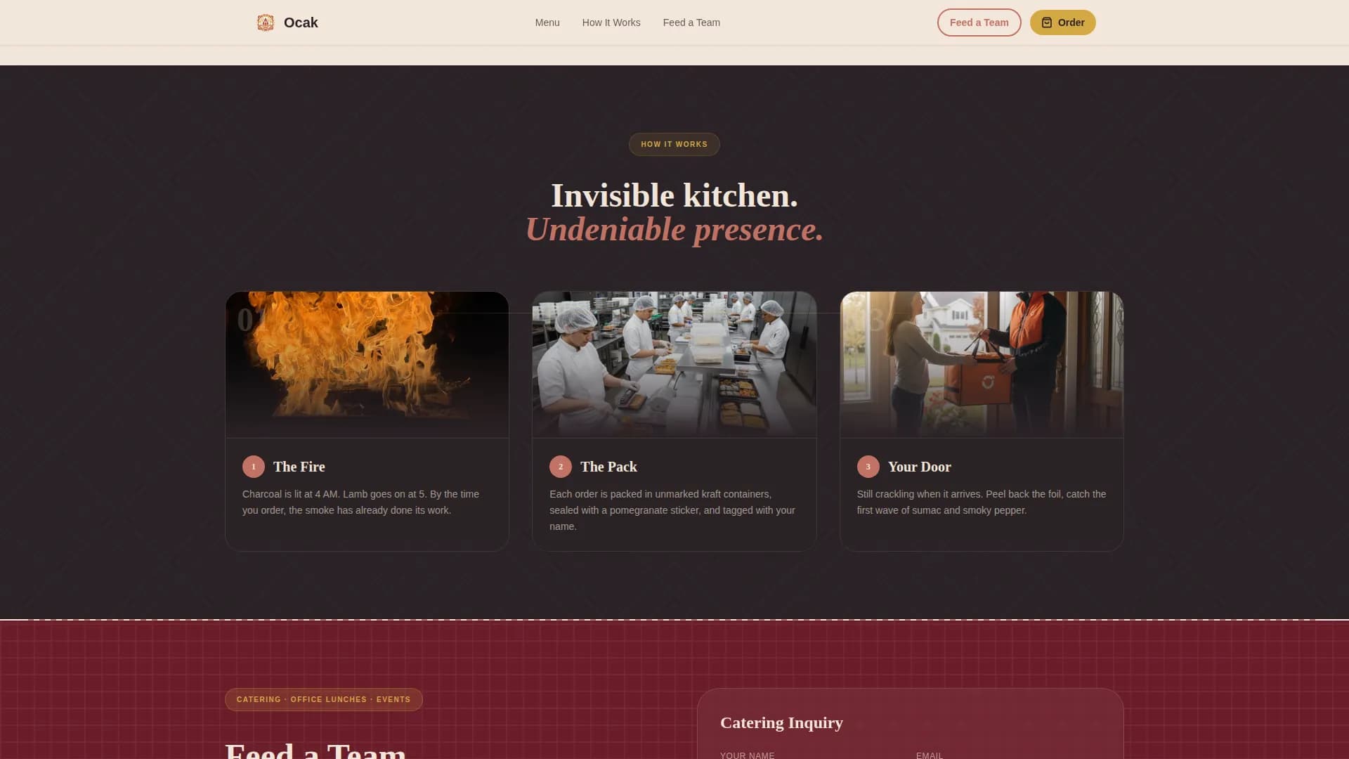 Ocak — Blazing Cloud Kitchen Landing Page Template