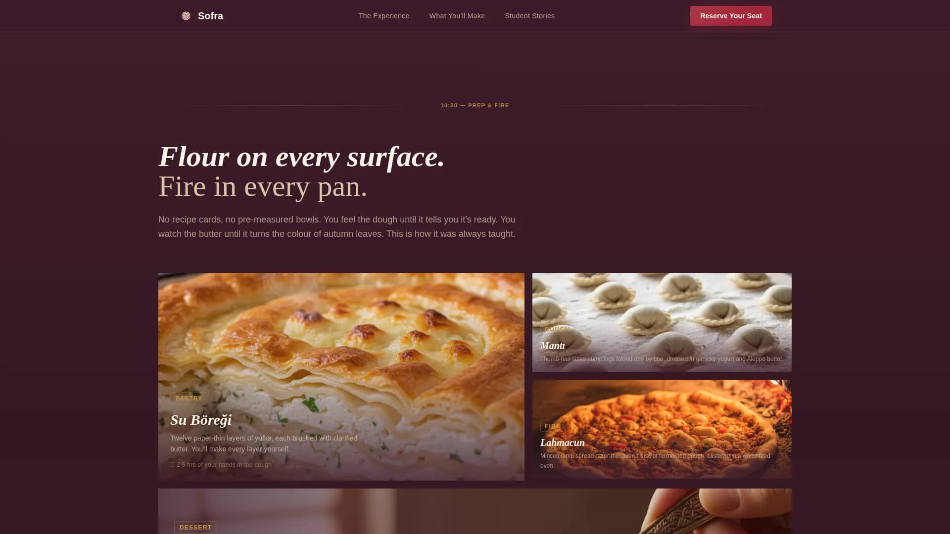 Sofra — Immersive Turkish Cooking Class Landing Page Template