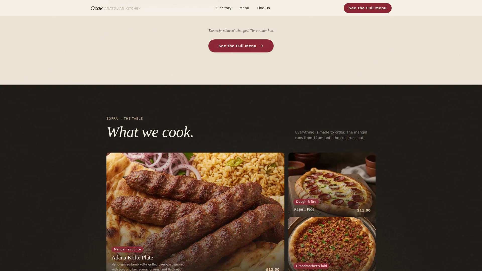 Ocak — Warm Artisan Turkish Fast Casual Landing Page Template