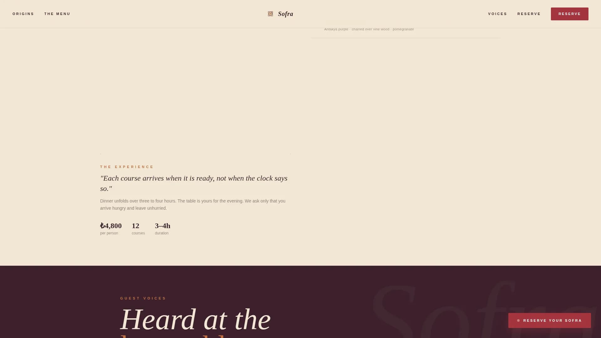 Sofra - Anatolian Tasting Journey Landing Page Template
