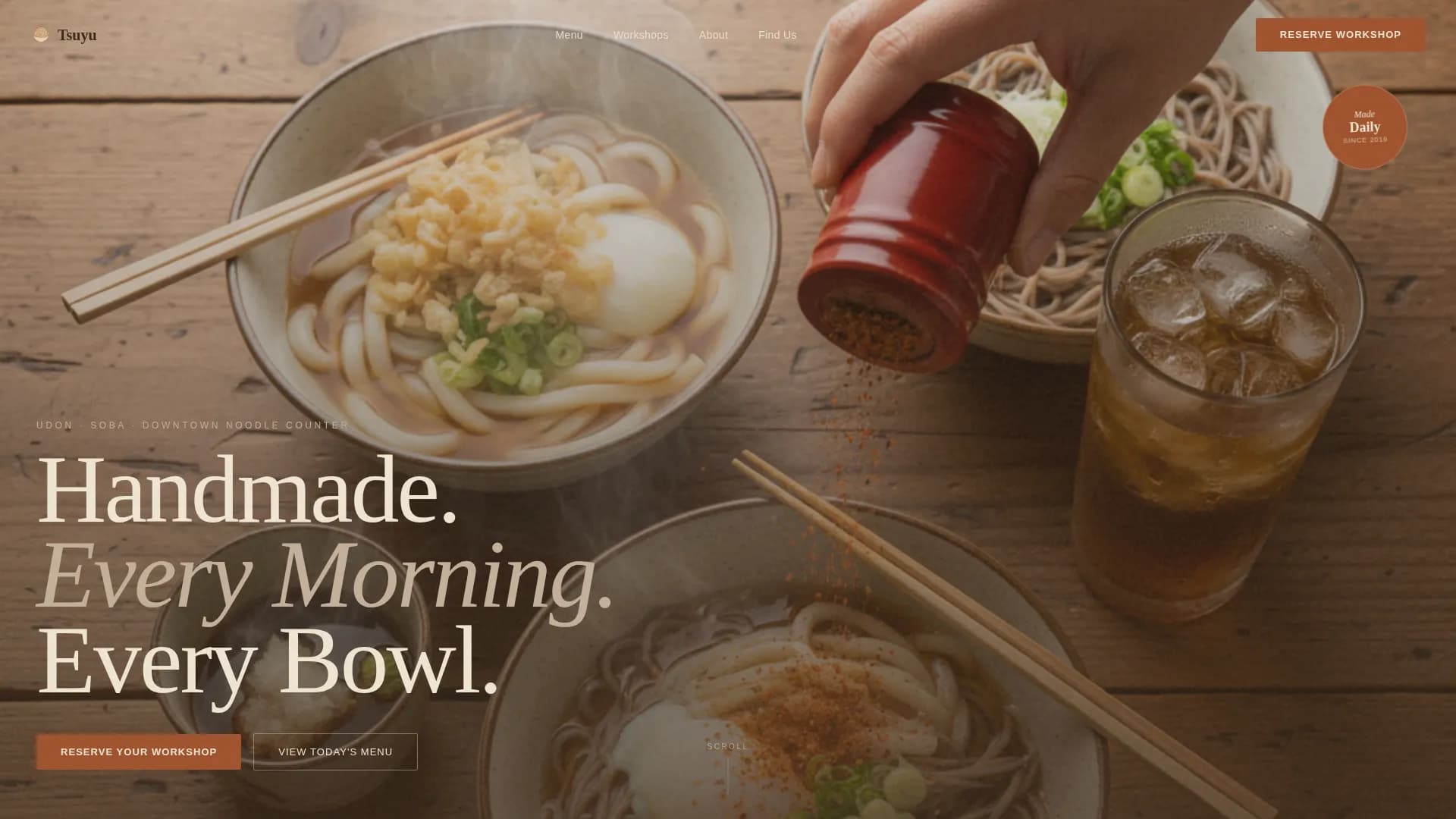 Tsuyu — Handmade Noodle Workshop Booking Landing Page Template