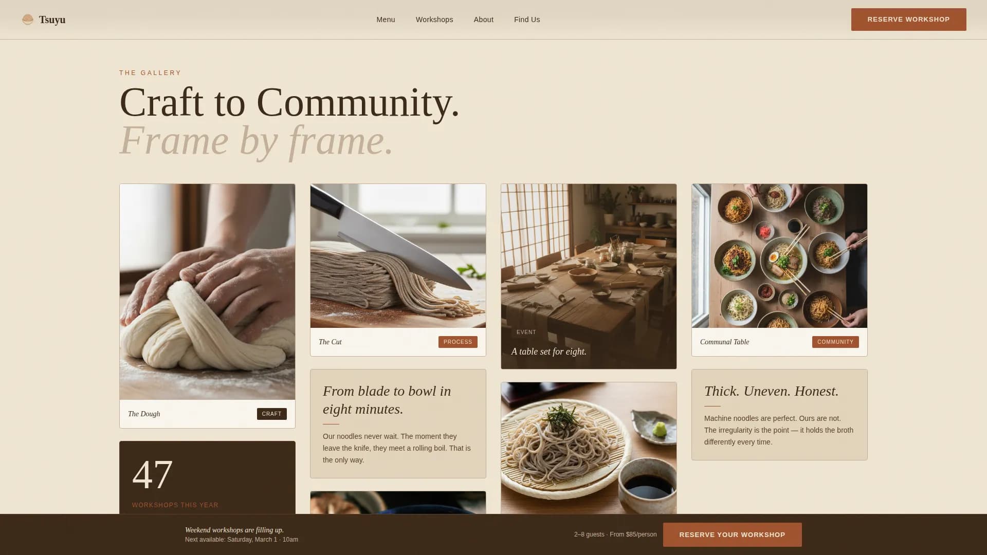 Tsuyu — Handmade Noodle Workshop Booking Landing Page Template