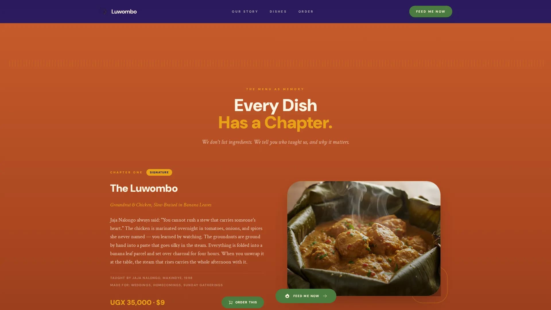 Luwombo - Authentic Ugandan Restaurant Landing Page Template