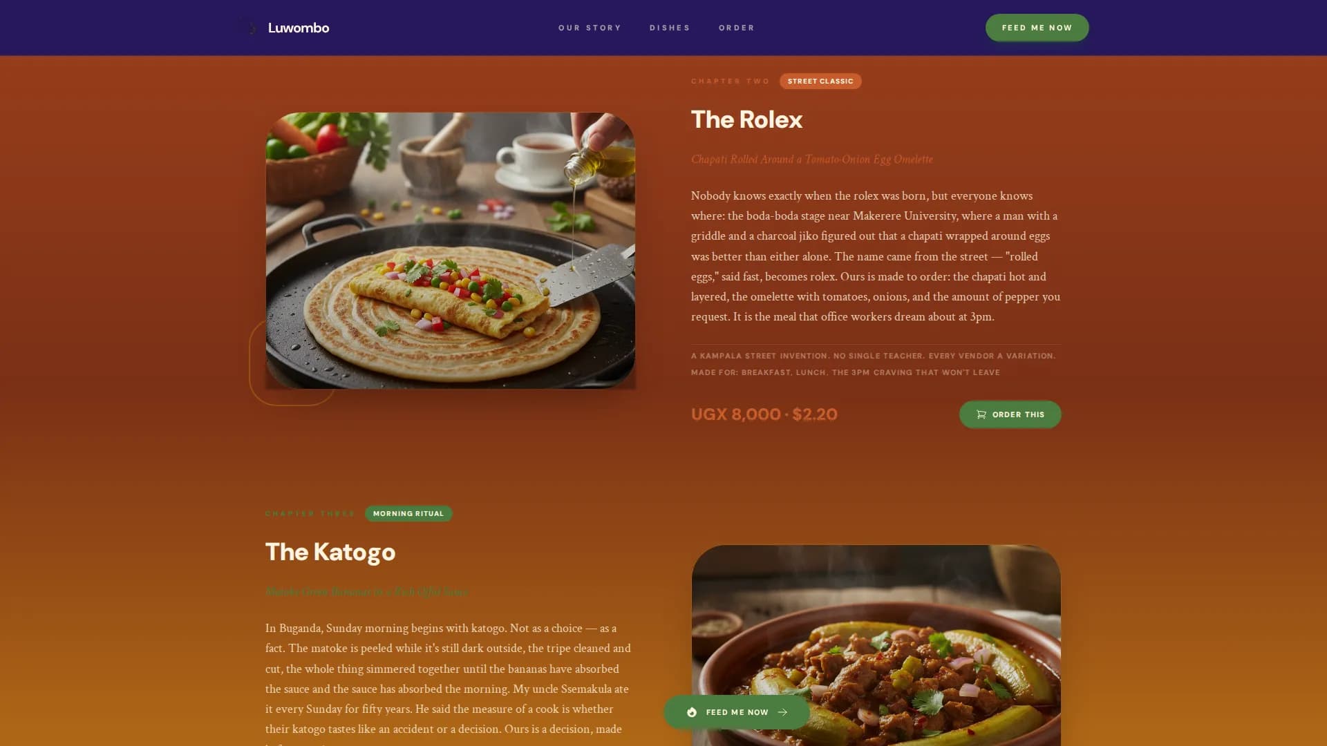 Luwombo - Authentic Ugandan Restaurant Landing Page Template