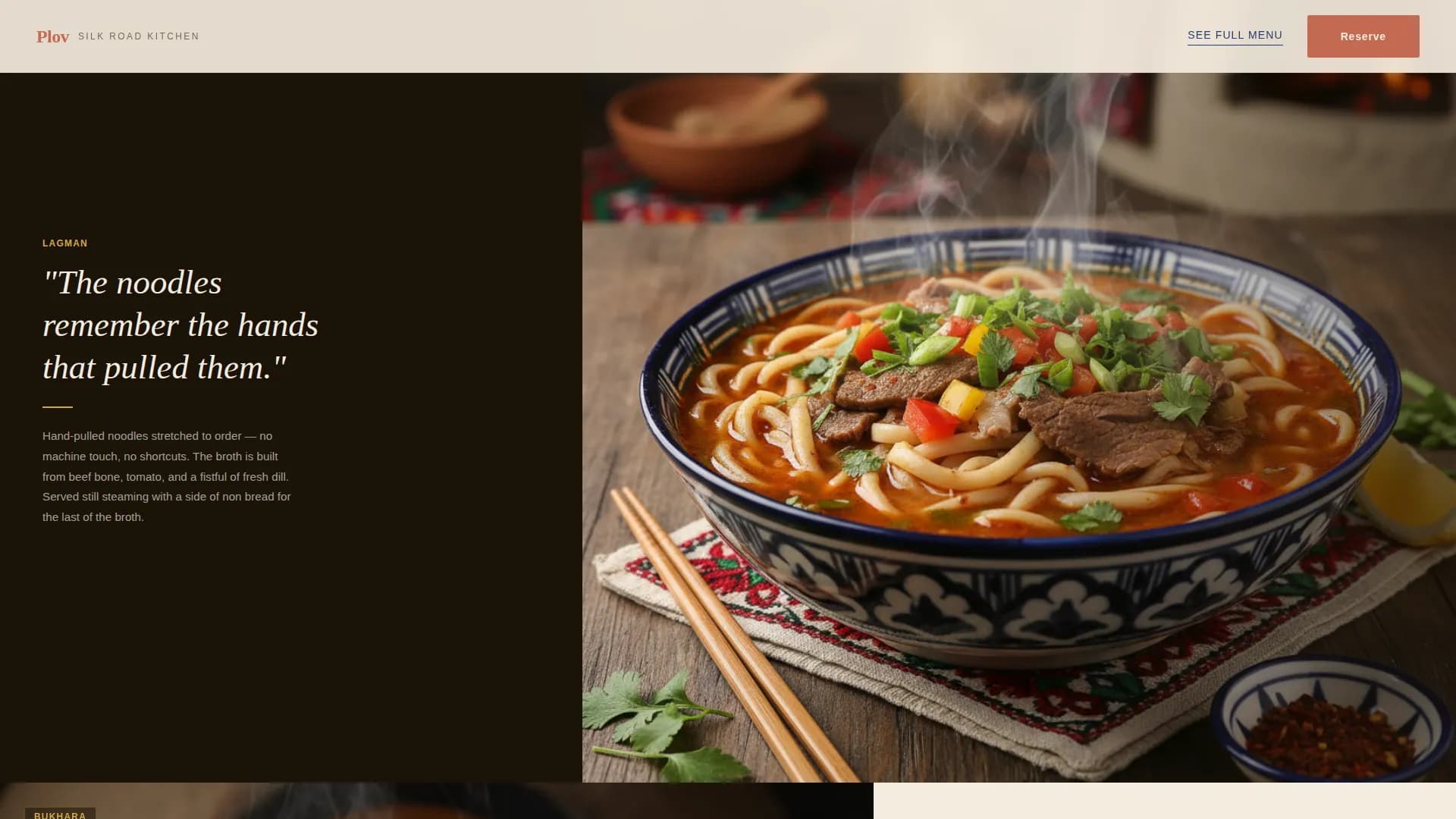 Plov — Elevate Uzbek Cuisine Landing Page Template