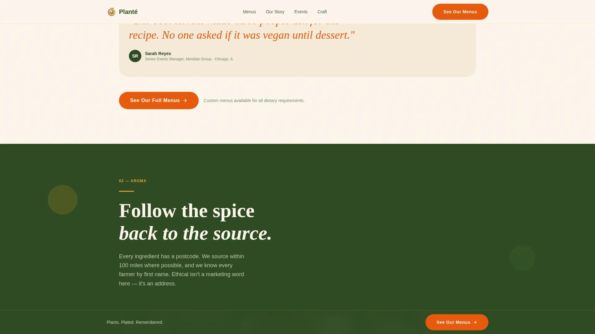 Plant - Organic Vegan Catering Landing Page Template