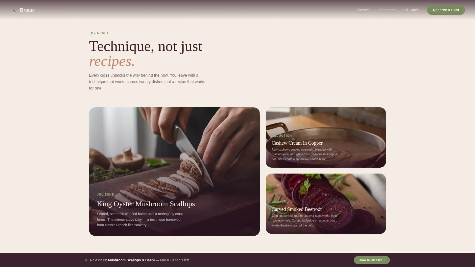Braise — Master Vegan Culinary Landing Page Template