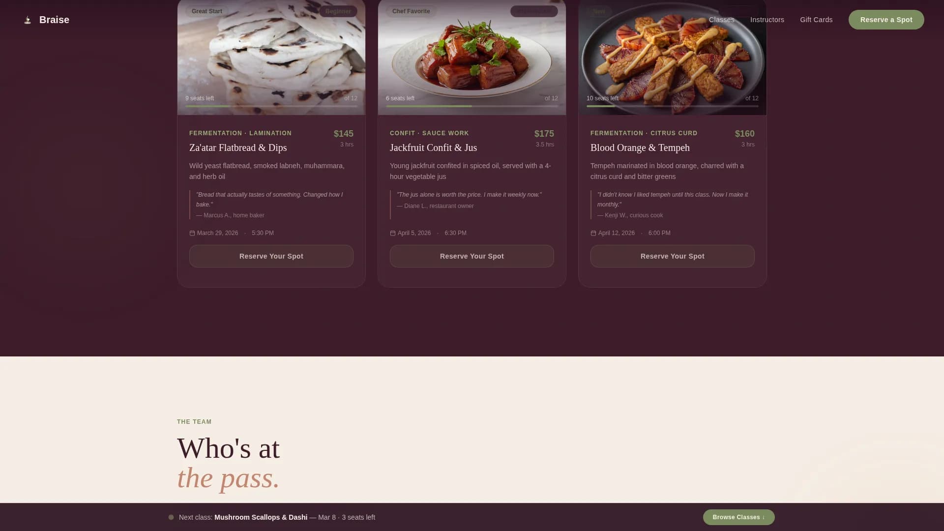 Braise — Master Vegan Culinary Landing Page Template