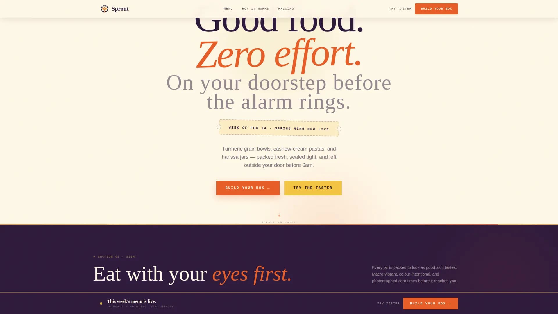 Sprout — Retro Vegan Meals Landing Page Template