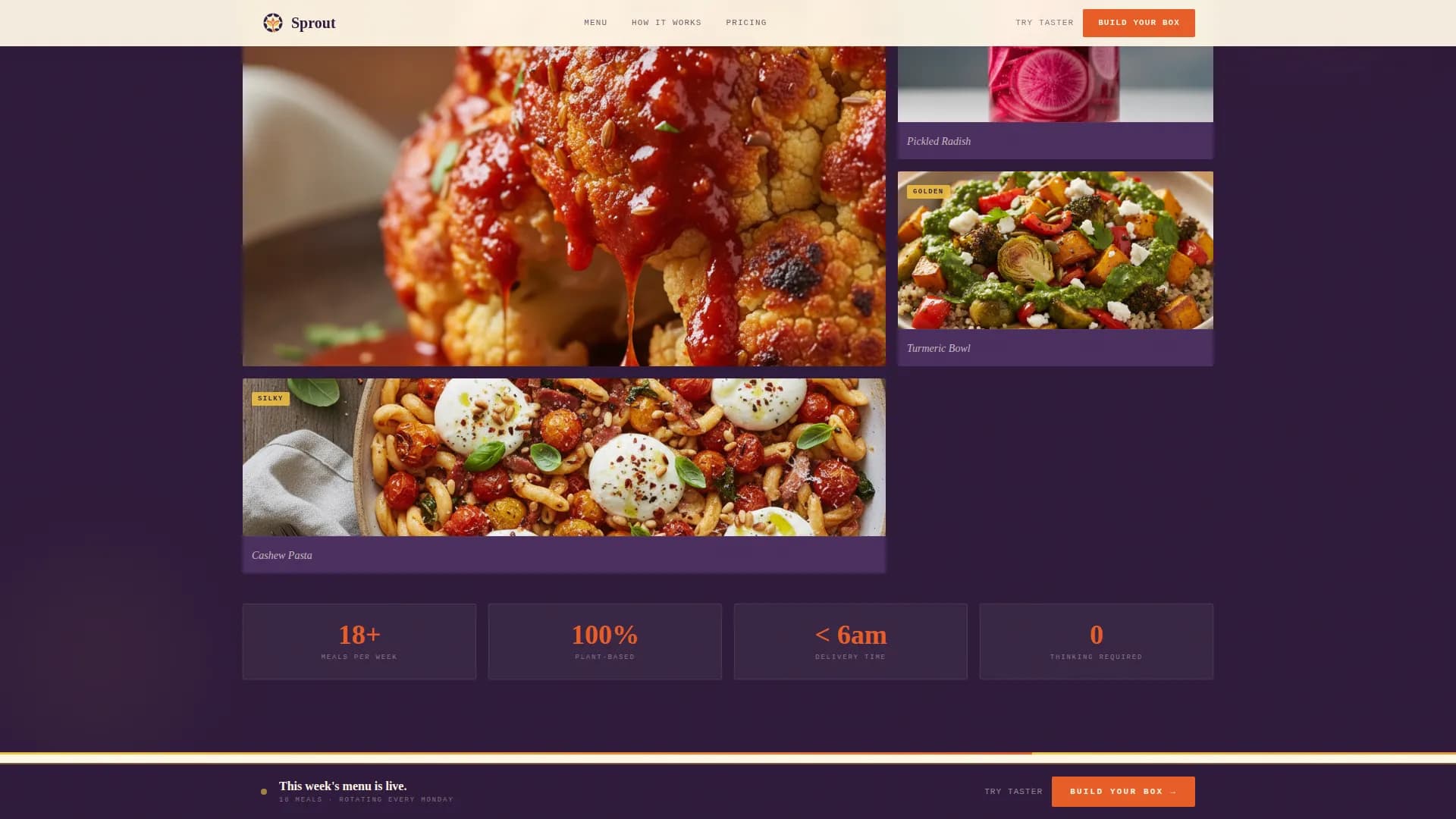 Sprout — Retro Vegan Meals Landing Page Template