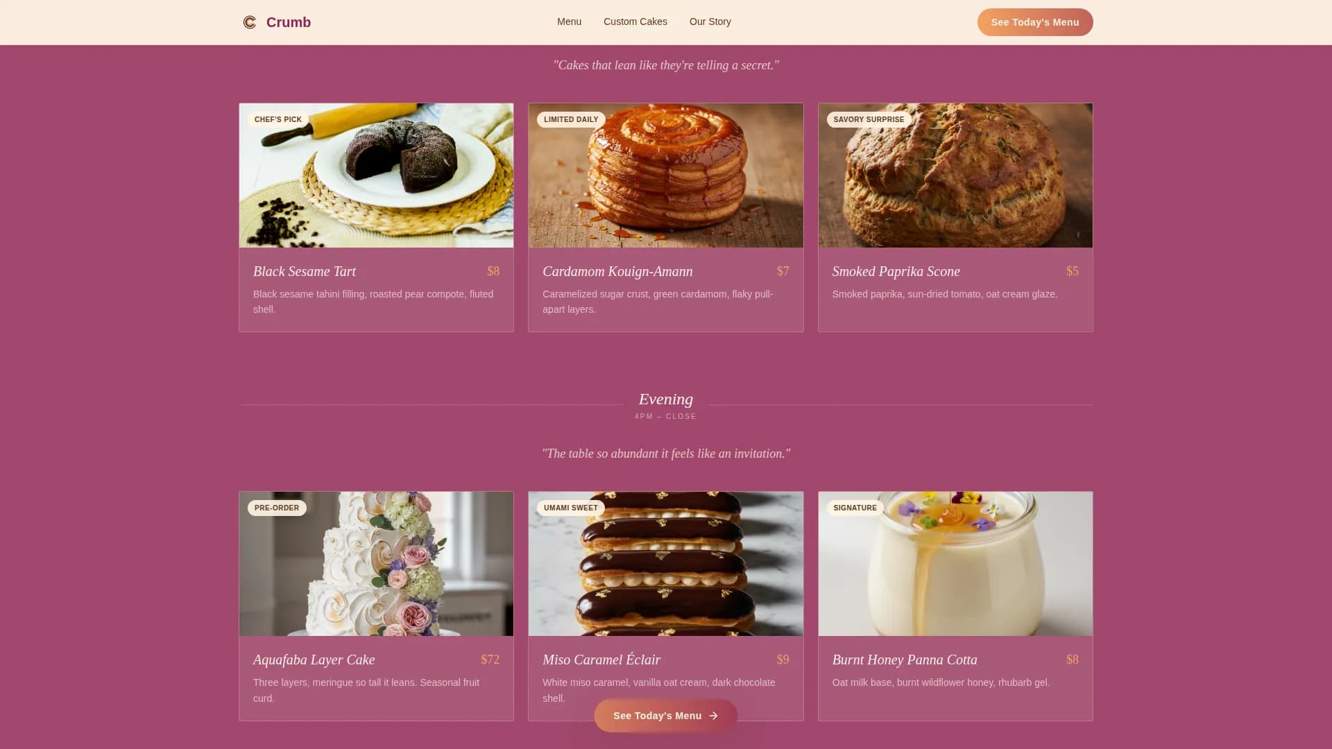 Crumb — Retro Vegan Baking Landing Page Template