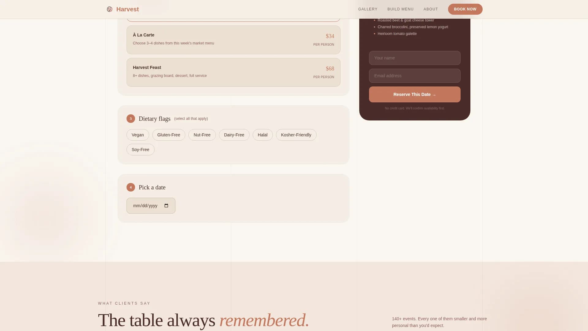 Harvest — Farm Fresh Catering Landing Page Template