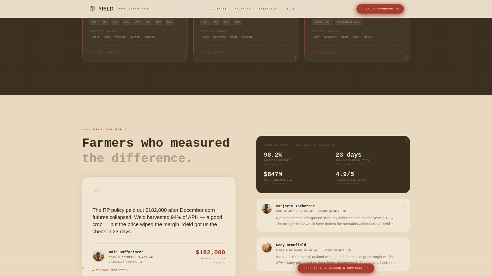 Agricultural Insurance & Finance Pricing Website Template