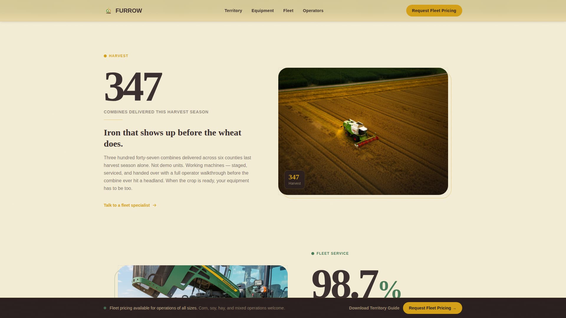 Furrow - Powerful Farmequipment Landing Page Template