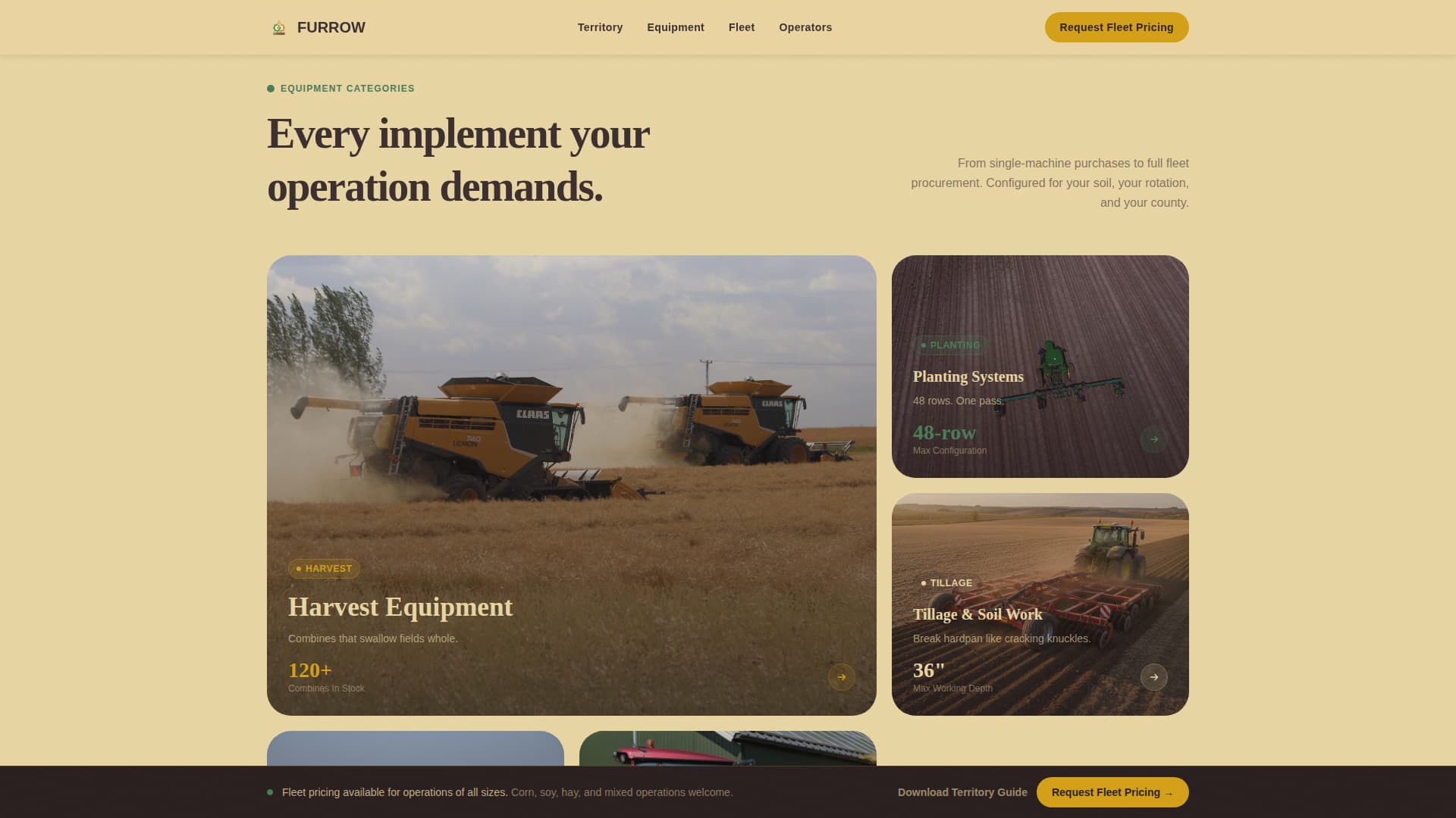 Furrow - Powerful Farmequipment Landing Page Template