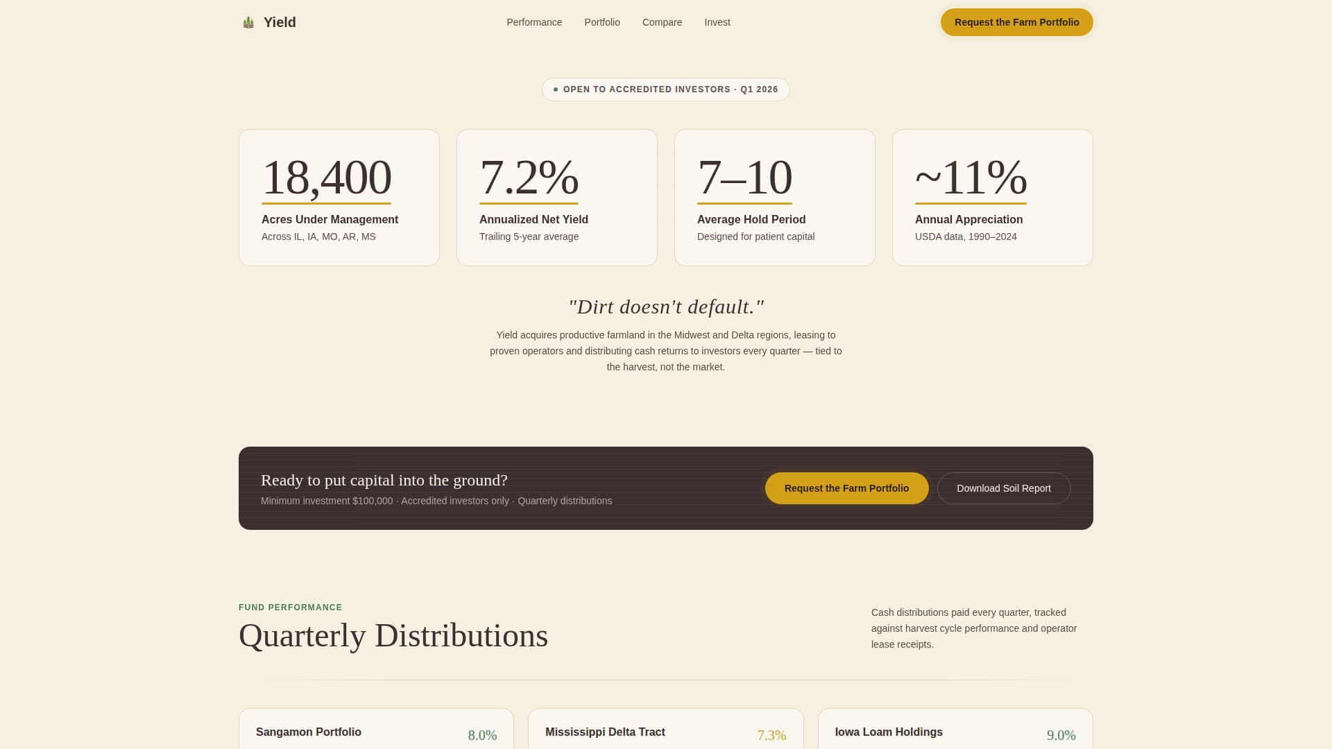 Yield - Proven Farmland Landing Page Template